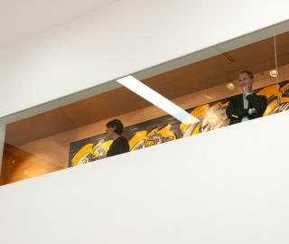 slot windows in the upper galleries of the white cube